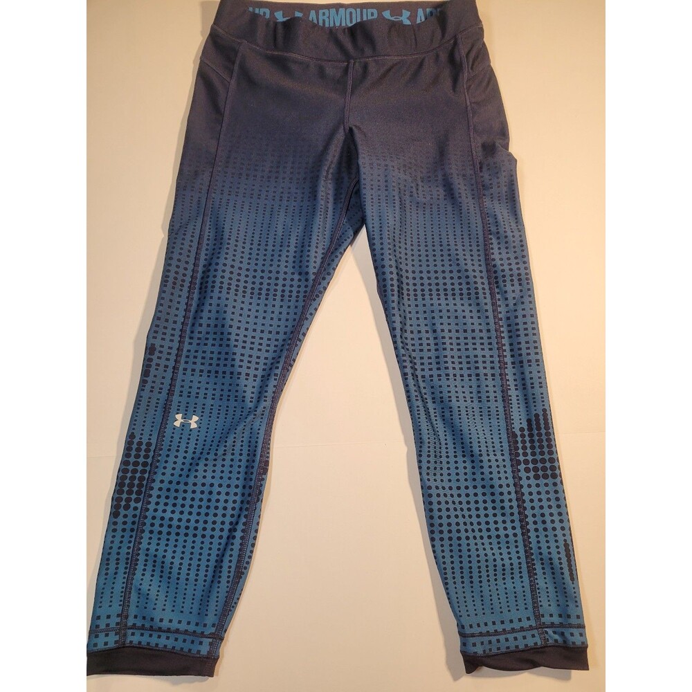 Under Armour Womens Leggings Large L Blue Geometric Compression  #104